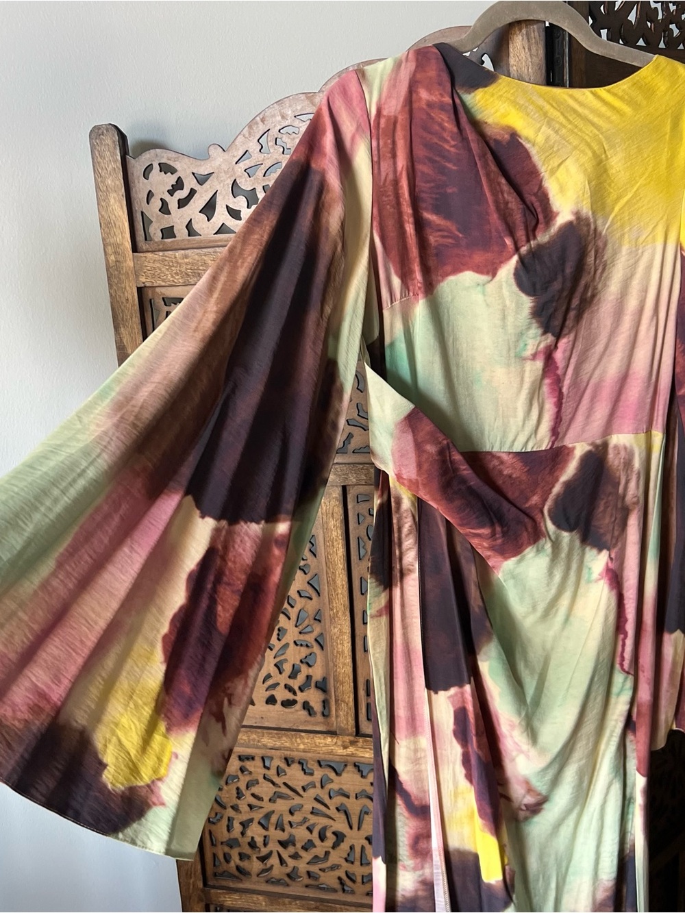 ASOS Yellow, Green, Burgundy & Pink Watercolor Maxi Dress - Picture 4 of 10